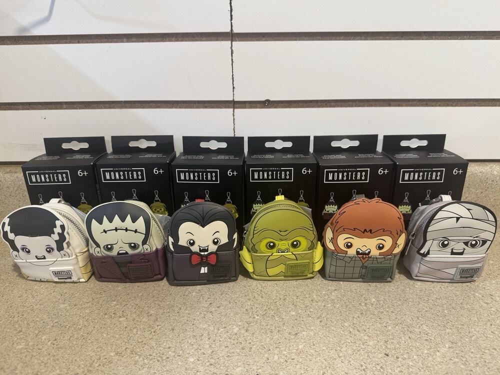 Complete Set Of 6 - Loungefly Universal Monsters Mini Backpack Bag Charm LF